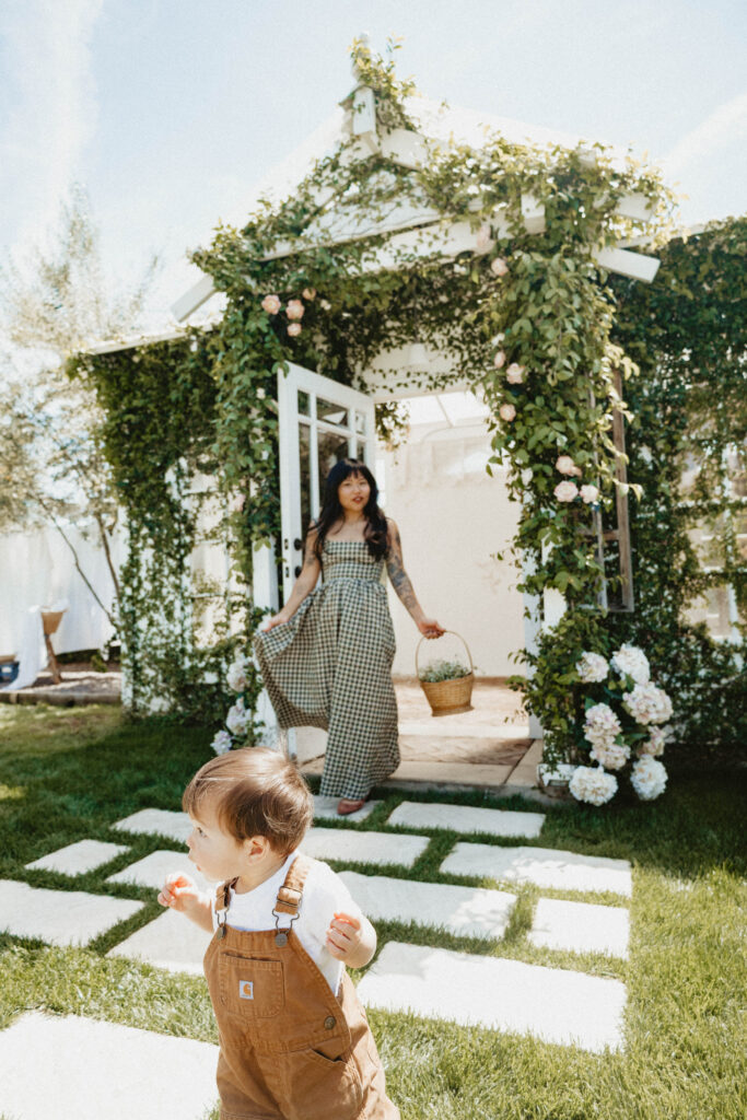 Close-up of a flowing cotton dress catching golden light, perfect outfit for a cinematic motherhood session.
