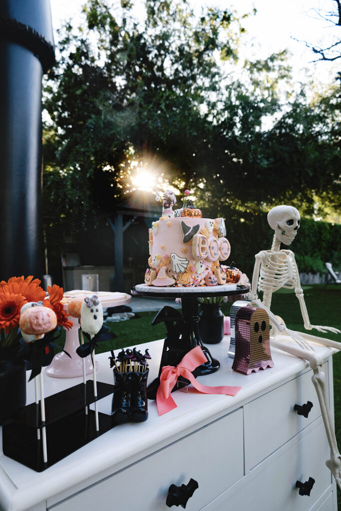 Halloween Outdoor party  in backyard with halloween treats