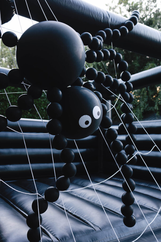 Halloween Outdoor party balloons in backyard
