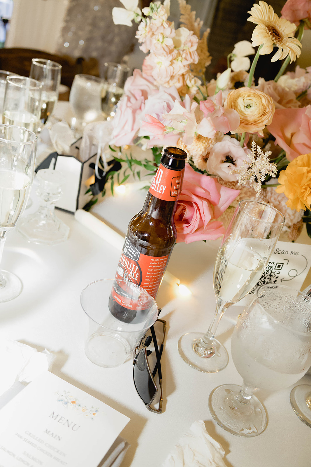 wedding tablescape with florals and flatware