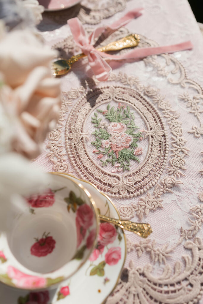 vintage tea party ideas, Bridgerton-inspired event, Valentine’s Day tea party, Galentine’s tea, bridal shower tea party, Easter brunch ideas, vintage decor, heirloom tea sets, event vendors, floral design, dessert table ideas, pastel party styling, romantic garden party.