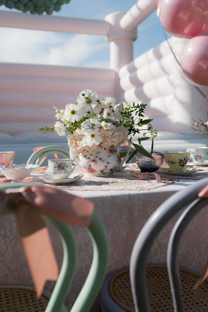vintage tea party ideas, Bridgerton-inspired event, Valentine’s Day tea party, Galentine’s tea, bridal shower tea party, Easter brunch ideas, vintage decor, heirloom tea sets, event vendors, floral design, dessert table ideas, pastel party styling, romantic garden party.