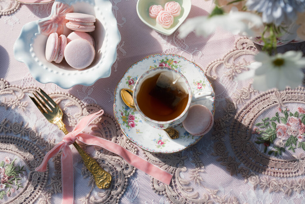 vintage tea party ideas, Bridgerton-inspired event, Valentine’s Day tea party, Galentine’s tea, bridal shower tea party, Easter brunch ideas, vintage decor, heirloom tea sets, event vendors, floral design, dessert table ideas, pastel party styling, romantic garden party.