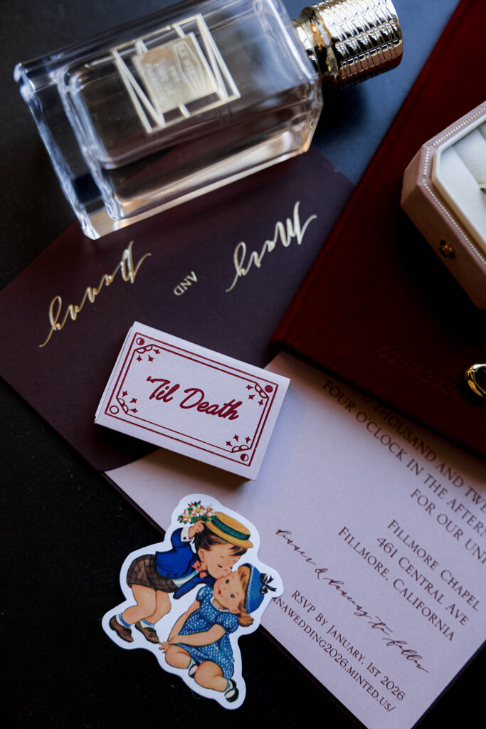 Bride and groom at a vintage-inspired wedding