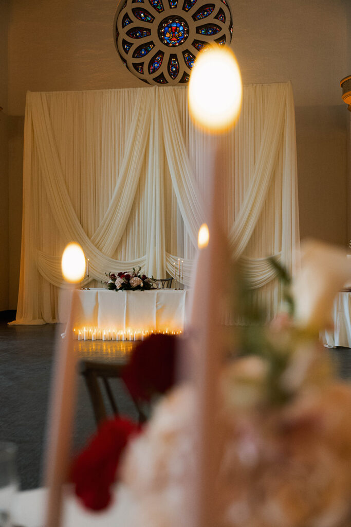 ambient candle tablescape for a vintage-inspired wedding