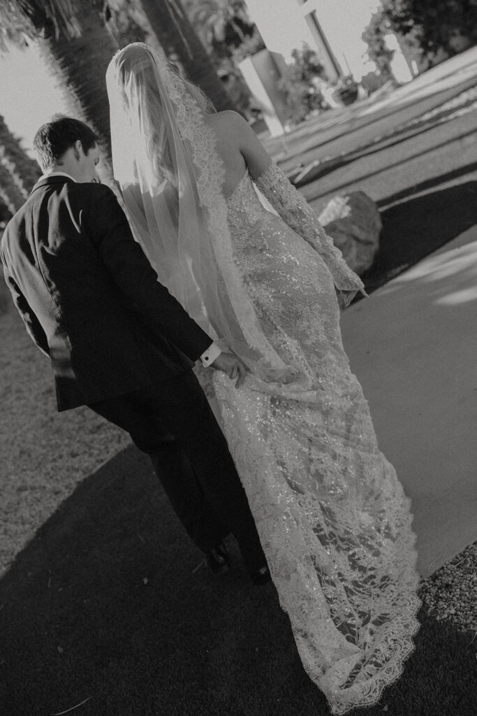 bride and groom on wedding day