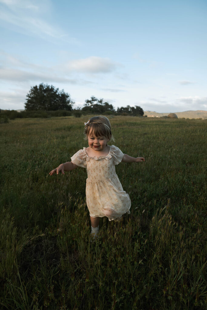 Candid moment of child embracing in golden hour light
