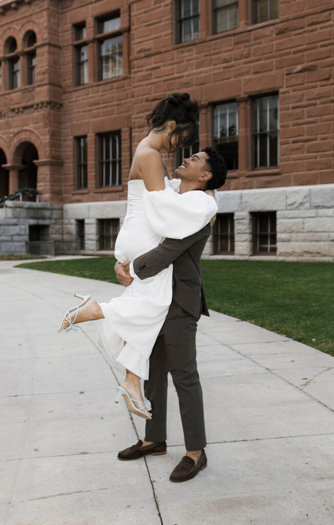 modern courthouse wedding with editorial and documentary couple