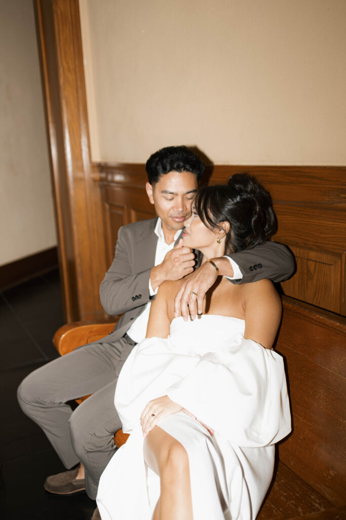 modern courthouse wedding with editorial and documentary couple