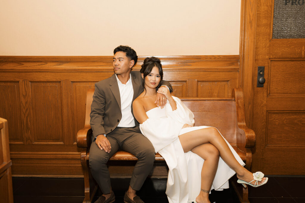 modern courthouse wedding with editorial and documentary couple