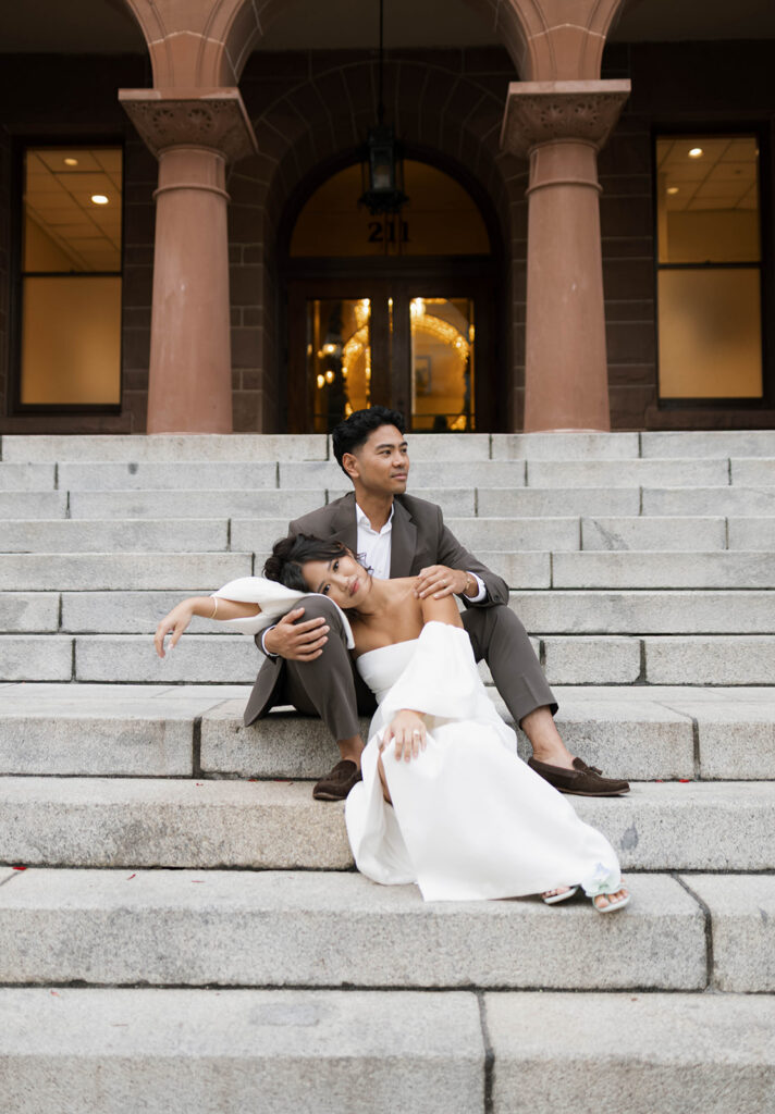 modern courthouse wedding with editorial and documentary couple