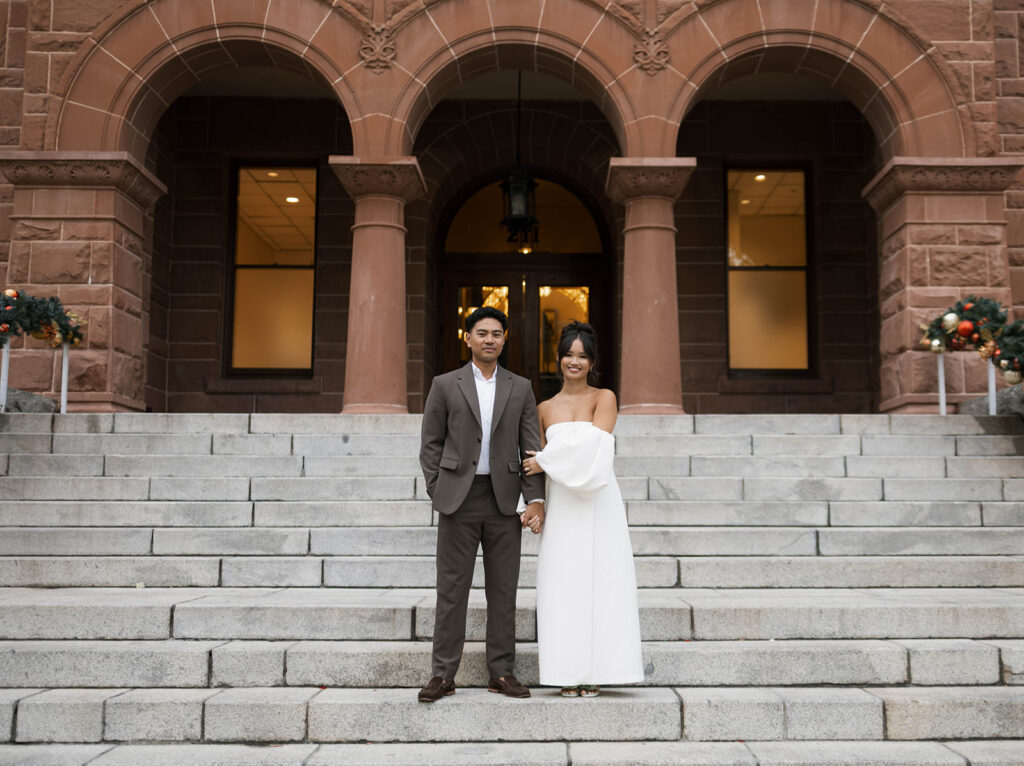 modern courthouse wedding with editorial and documentary couple