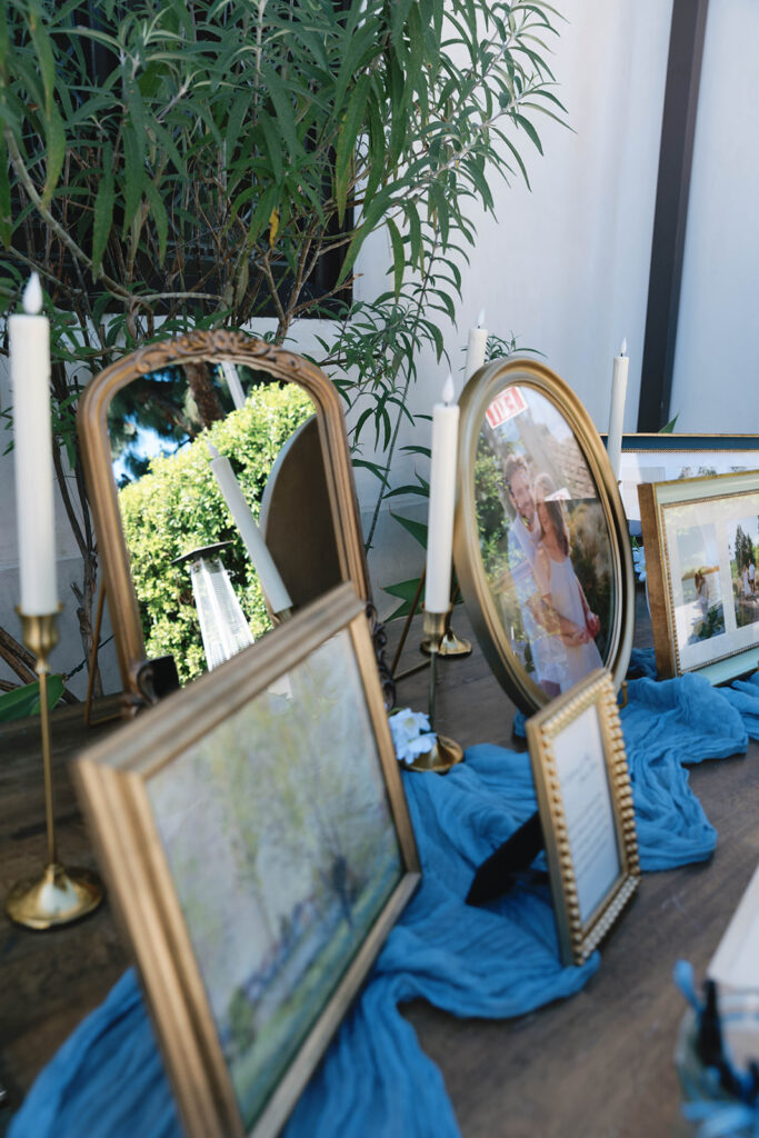 Romantic wedding scene featuring soft pastel florals, elegant decor, emotional couple moments, and guests celebrating in a light-filled venue inspired by Monet’s water lily paintings.