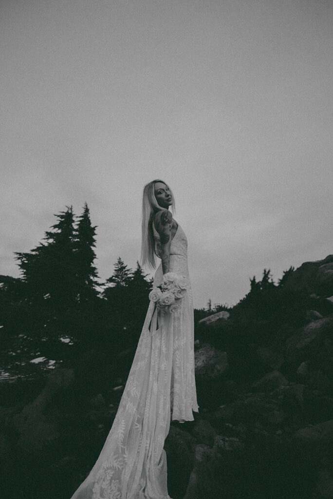 bride portait in the mountains 